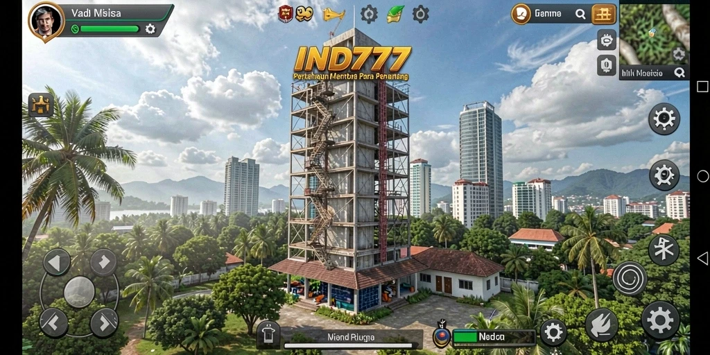Tangkapan layar gameplay IND777 menunjukkan menara dan strategi pertahanan yang seru.