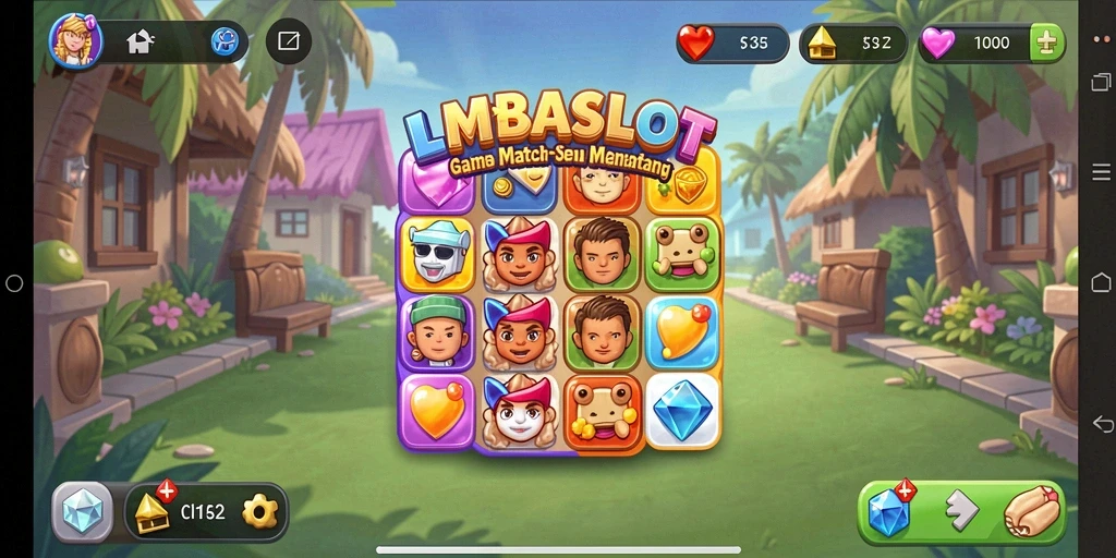 Tampilan gameplay seru LMBASLOT di level Match-3.