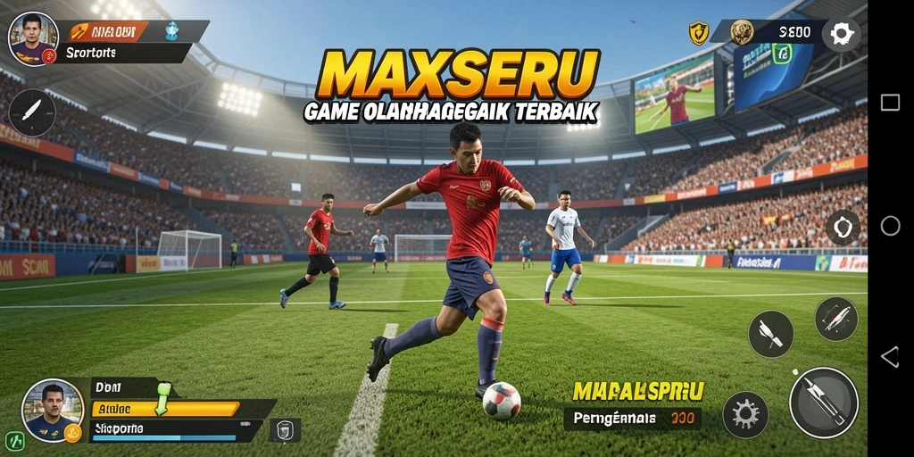 Screenshot gameplay MAXSERU menampilkan aksi olahraga yang seru dan menegangkan.
