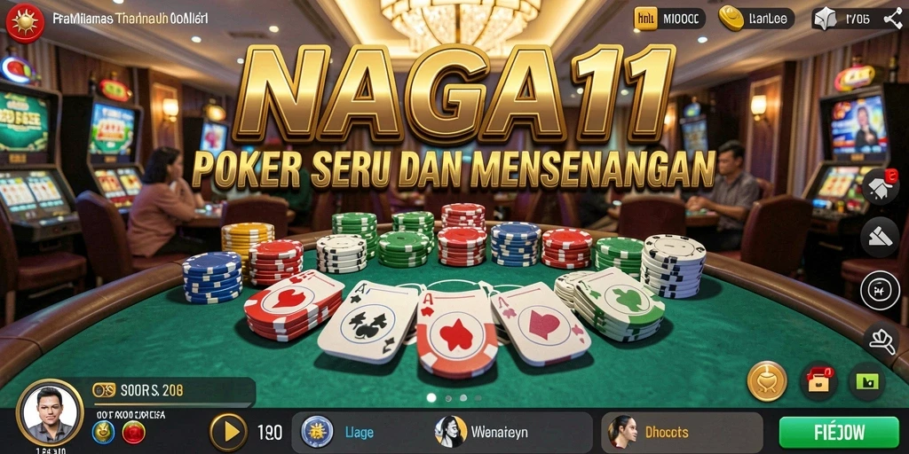 Tampilan gameplay seru NAGA11 dalam permainan poker.