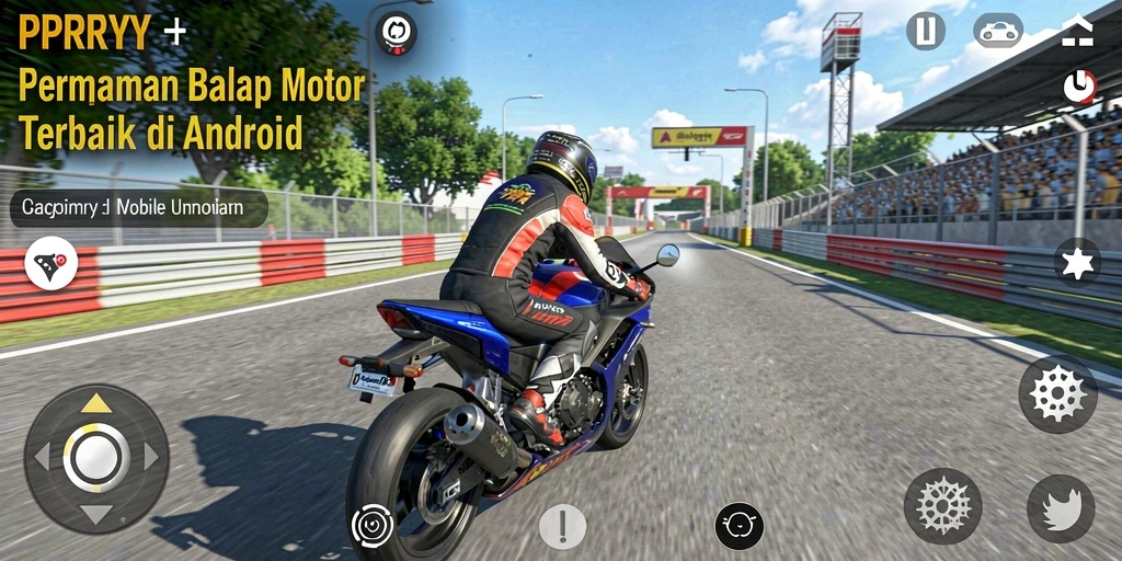 Screenshot PPRRYY menampilkan aksi balapan motor yang seru di trek yang menantang.