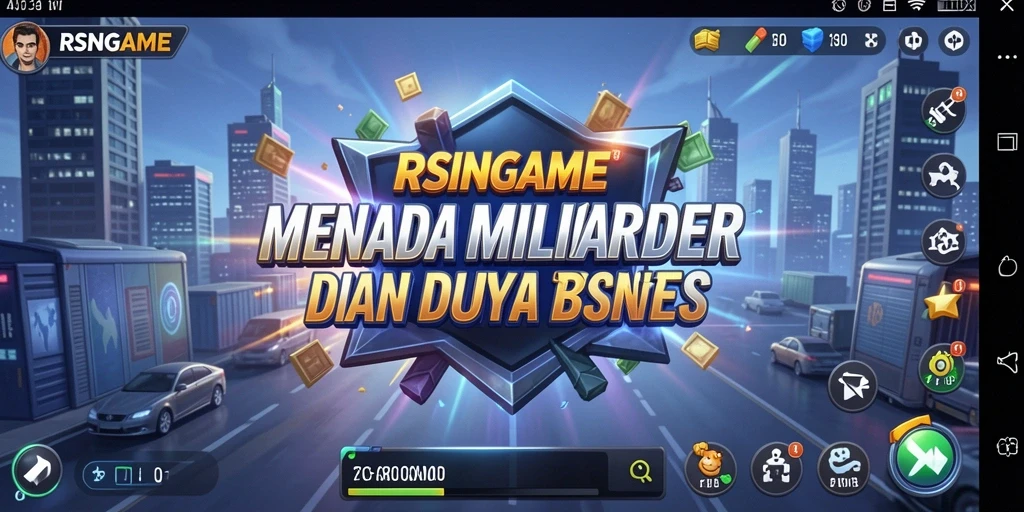 Menampilkan gameplay seru dan strategi bisnis dalam RSNGAME.