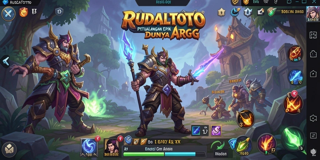 Screenshot gameplay ARPG RUDALTOTO yang menampilkan pertarungan epik.